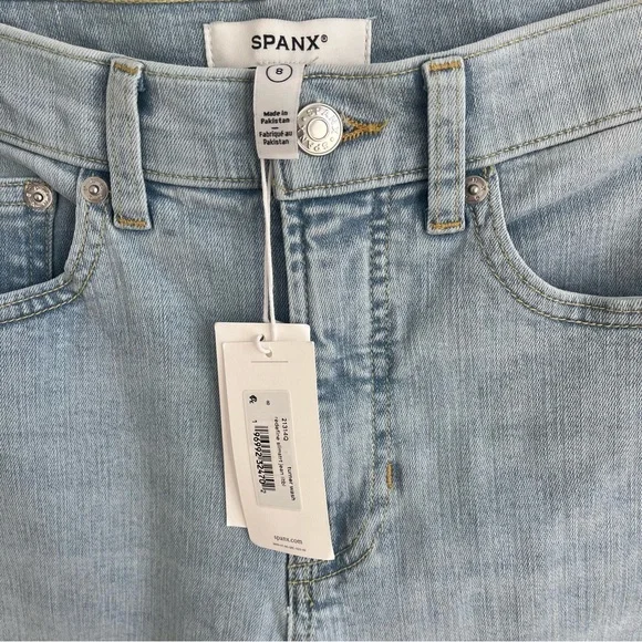 SPANX ReDefine Slim Straight Jeans Turner Wash Light Blue Denim Size 8 NWT - Picture 5 of 11